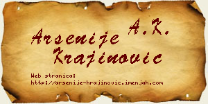 Arsenije Krajinović vizit kartica